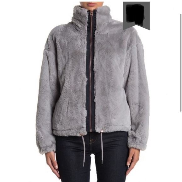 Lucky Brand Bomber Jacket Missy Short Faux Fur - Picture 1 of 5